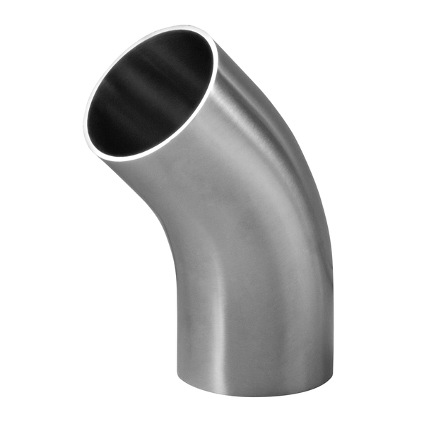 Steel & Obrien 1-1/2" Butt Weld End Long 45 Deg. Elbow - 304SS Polished L2KS-1.5-7-304